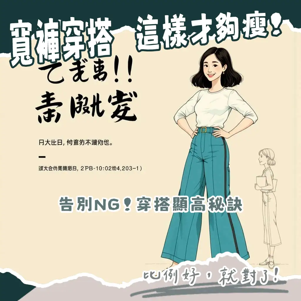 時尚女孩穿搭寬褲，避免顯胖顯矮的寬褲穿搭指南。