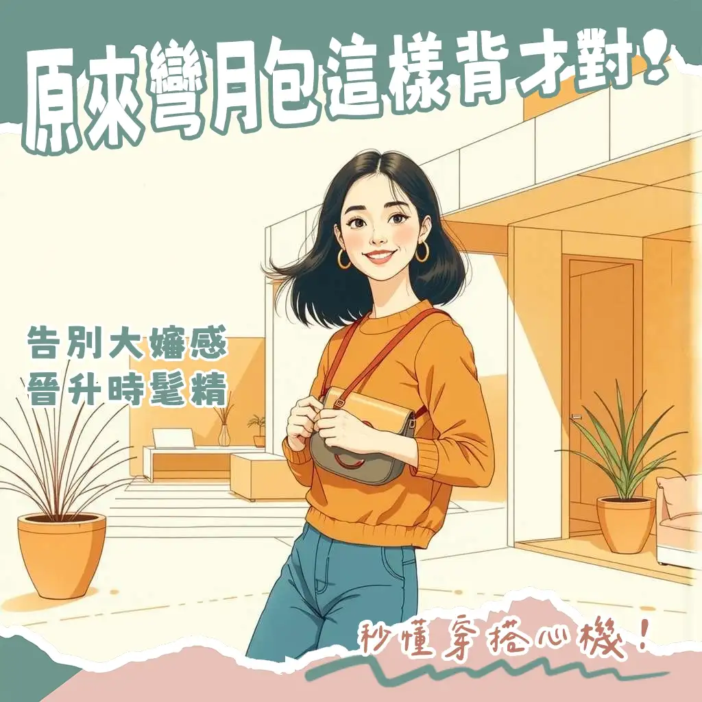 2025年斜背彎月包時尚穿搭，多款半月包、牛角包推薦，包含帆布、尼龍、真皮材質